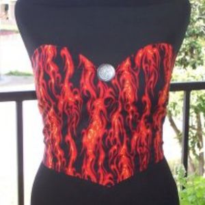 Fire Blaze Hot Rod Classic Show Retro Inspired Rockabilly Pin Up Top/Cosplay